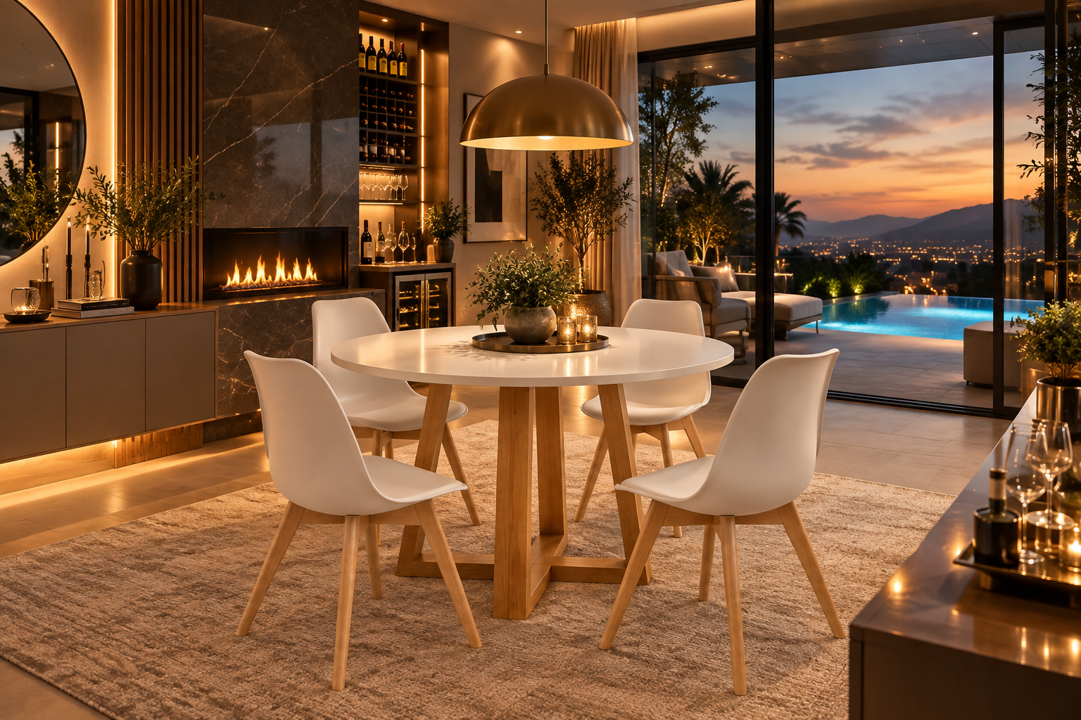 Sala de jantar contemporânea com mesa Lar DecorArte